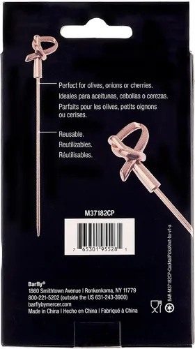 Vista 3 de Barfly Púas de cóctel, nudo de bambú, chapado en cobre, juego de 12