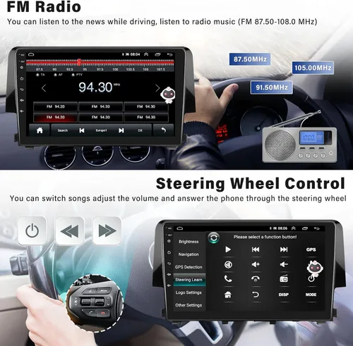 Vista 8 de Radio estéreo para coche Android 13 para Honda Civic 2016 2017 2018 2019 2020 con CarPlay inalámbrico Android Auto Mirror Link 2G+64G con Bluetooth