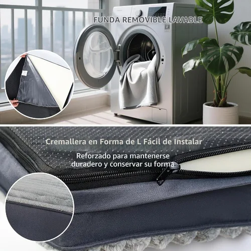 Vista 5 de Cama para perros pequeños, cama ortopédica de franela para mascotas con funda extraíble lavable, cama catre impermeable e indestructible