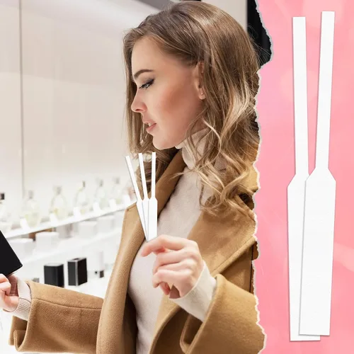 Vista 6 de 200 tiras probadoras de perfume, tiras de prueba de fragancias desechables, blanco puro y fuerte absorbente, tiras de aroma, para fragancias