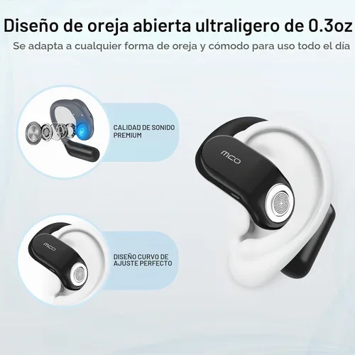 Vista 2 de OWS - Auriculares de oreja abierta Bluetooth con micrófono, Bluetooth 5.4, IPX7 impermeable, ligeros ganchos deportivos inalámbricos para deportes