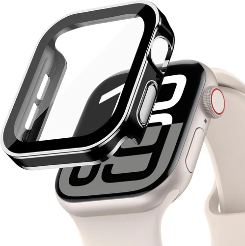 Vista 38 de Protección de Pantalla EIHAIHIS para Apple Watch Funda Serie 11 10 9 SE 8 7 6 5 4 40mm 44mm 41mm 45mm 42mm 46mm Vidrio Templado Impermeable PC
