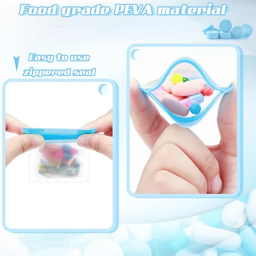 Vista 3 de Paquete de 21 bolsas para pastillas de 4 x 3 pulgadas con cremallera y organizador de vitaminas con cierre deslizante para viajes, medicamentos