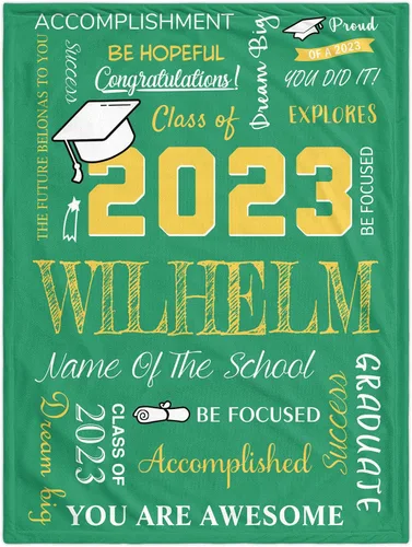 Vista 11 de Manta de graduación personalizada, regalos de graduación 2023, clase de graduación de 2023 con nombre de la universidad, manta de regalo