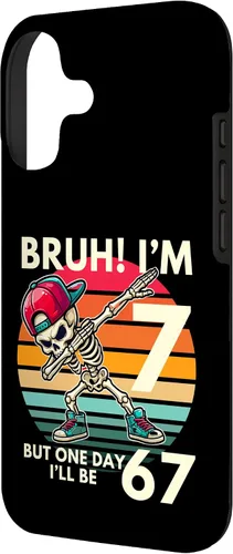 Vista 2 de Bruh I'm 7 But One-Day I'll Be 67 Retro 7th Birthday Kids Case for iPhone 17