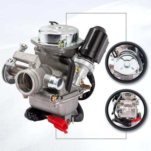 Vista 5 de Carburador GY6 150cc para motores de 4 tiempos 125cc 152QMJ 157QMJ Motocicleta Scooter con estrangulador eléctrico de 24mm PD24J con colector