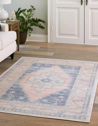 Vista 20 de Unique Loom Whitney Collection - Alfombra rectangular de 2 pies 2 pulgadas x 3 pies 1 pulgadas, color azul francés/beige)
