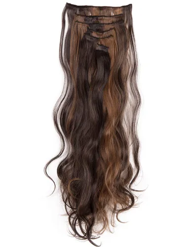 Vista 3 de Extensiones de cabello ondulado, doble trama, 7 piezas con 16 clips, largo de 24 pulgadas