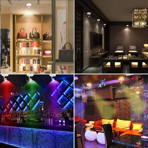 Vista 5 de KINDEEP Proyector LED inalámbrico RGB, luces de acento a pilas, luz de disco para interiores, luz vertical regulable con control remoto, blanco
