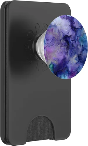 Vista 7 de Pintura de mármol de agua púrpura como arte con tonos azules – PopSockets agarre y soporte para teléfonos y tabletas, Negro
