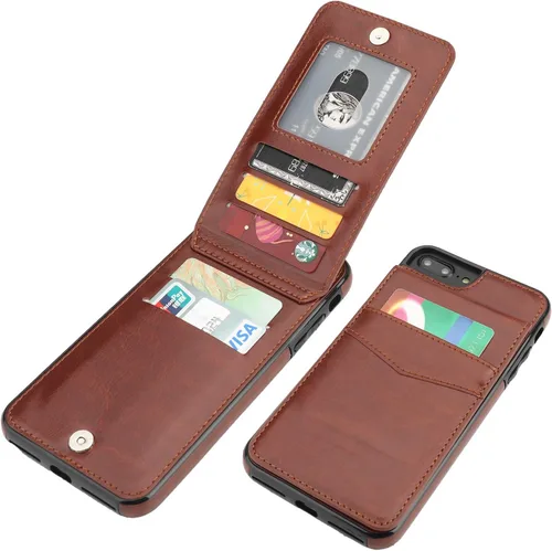 Vista 14 de KIHUWEY Funda tipo cartera para iPhone 7/8 Plus con tarjetero de crédito, cierre magnético de cuero de primera calidad, resistente funda protectora