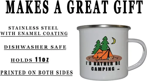 Vista 4 de Rogue River Tactical Taza divertida de campamento – Taza de café esmaltada regalo – I'd Rather Be Camping Gear