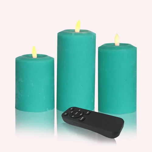 Vista 19 de CANDLE CHOICE Velas sin llama que cambian de color a pilas con temporizador remoto, cera real, parpadeante, eléctrica, multicolor, luces LED