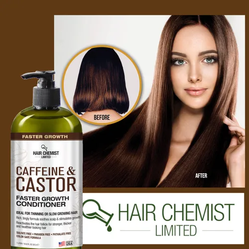 Vista 5 de Hair Chemist Acondicionador de crecimiento más rápido con cafeína y ricino, 33.8 onzas, acondicionador para el cabello para un crecimiento más