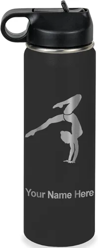 Vista 40 de LaserGram Botella de agua personalizada, soporte de mano de gimnasta, acero inoxidable de doble pared aislada al vacío con popote superior, regalo