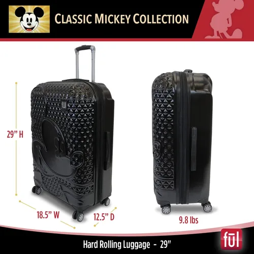 Vista 2 de FUL Disney Mickey Mouse - Maleta rígida con ruedas giratorias, Negro -, Disney Mickey Mouse - Maleta rígida con ruedas giratorias