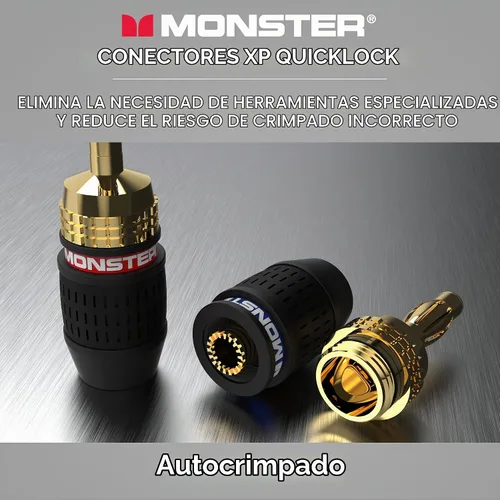 Vista 5 de Monster XP QuickLock - Enchufes tipo banana para cable de altavoz, conectores de cable de altavoz autoengarzados, conectores de audio chapados