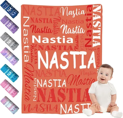 Vista 8 de Mantas de bebé personalizadas para niño y niña, manta de bebé personalizada con nombre para niños y adultos, mantas suaves personalizadas