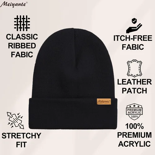 Vista 3 de Meiyante Gorros gorros para hombres y mujeres, gorras de calcetines cálidas para hombres y mujeres, sombreros térmicos de punto con puños, regalo