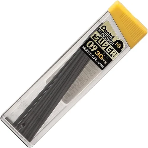 Vista 4 de Pentel Super Hi-Polymer - Recambios de plomo (0.035 in), grueso, HB, paquete de 3, 90 piezas de plomo (C29BPHB3)