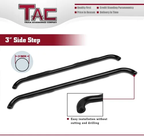 Vista 6 de TAC - Estribos laterales para Ford F150 SuperCrew Cab 2015-2024 y 2022-2024 F150 Lightning EV 2017-2024 F250/350/450/550 Super Duty Crew Cab Truck