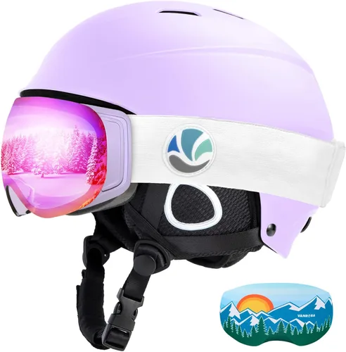 Vista 11 de VANRORA Juego de casco y gafas de esquí – Casco de snowboard con control de clima, lentes intercambiables, para hombres y mujeres
