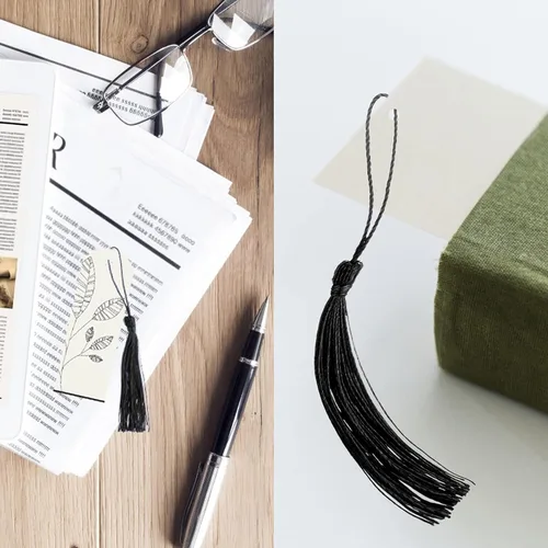 Vista 5 de 100 borlas para manualidades, llavero de graduación, marcas de libro con mini borlas para fabricación de joyas y celebraciones de graduación (negro)