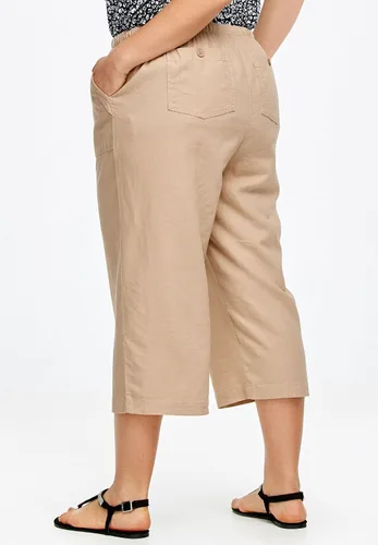 Vista 3 de Ellos Pantalones capri con cordón y mezcla de lino para mujer
