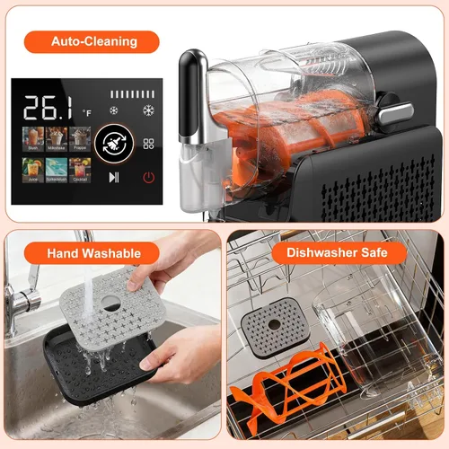 Vista 8 de Máquina de granizado sin necesidad de hielo, limpieza automática, 220 W, máquina de bebidas congeladas rápidas con 6 programas preestablecidos