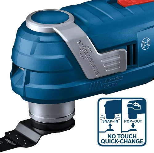 Vista 7 de BOSCH GOP18V-34B12 Kit multiherramienta oscilante StarlockPlus® de 18V sin escobillas con (1) batería de alimentación estándar de 2 Ah