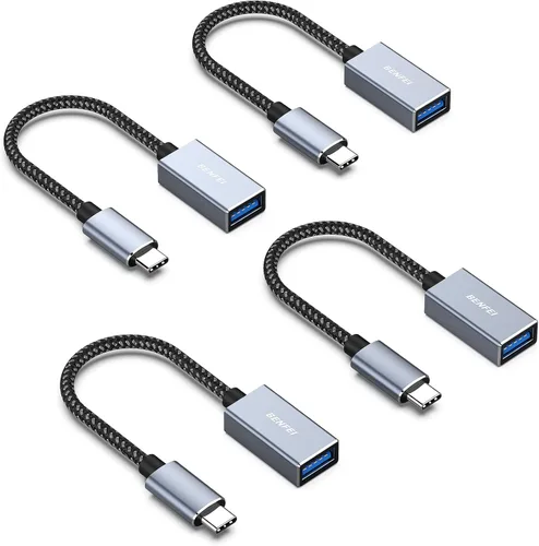 Vista 10 de BENFEI Adaptador USB C a USB 3.0, paquete de 2 adaptadores USB C a A macho a hembra compatibles con iPhone 15 Pro/Max, MacBook Pro/Air 2023, iPad