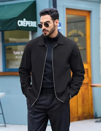 Vista 5 de TACVASEN Chaqueta Cortavientos Ligera para Hombre con Cremallera Completa Cuello Plegable Chaquetas Abrigo Casual Ligero con Bolsillos con Cremallera