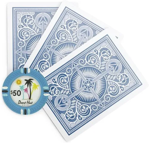 Vista 3 de Claysmith Gaming Desert Heat - Chip de póquer pesado compuesto de arcilla de 0.48 oz, paquete de 50 ($50 azul claro)