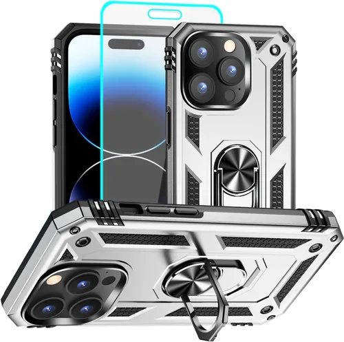 Vista 18 de Funda para iPhone 12/12 Pro, grado militar, anillo a prueba de golpes, verde militar