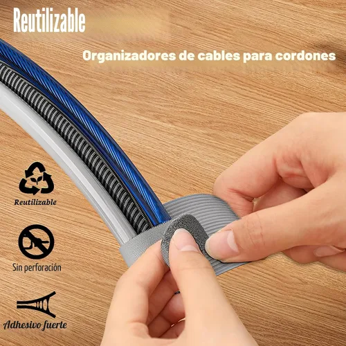 Vista 2 de 80 piezas de correas de velcro para cables, gestión de cables debajo del escritorio, bridas de cable autoadhesivas, organizadores de cables Blanco