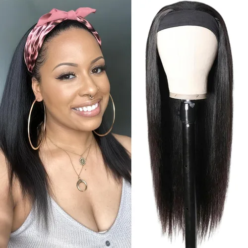 Vista 37 de Aiterina - Peluca de cabello humano con diadema de onda profunda para mujeres negras, cabello brasileño remy, sin pegamento, sin encaje frontal