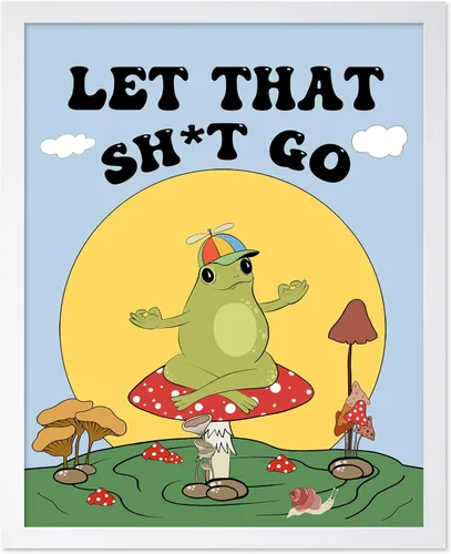 Vista 52 de Poster Master All That Is Meant To Be Poster - Retro Frog on Mushroom Print - Meditation Art - Motivational Design - Preppy Print - Trendy Decor