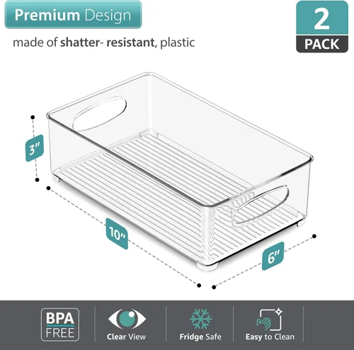 Vista 4 de Sorbus Contenedores organizadores apilables para refrigerador, contenedores de almacenamiento transparentes para despensa de cocina, congelador