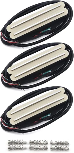 Vista 7 de FLEOR Alnico 5 Hot Dual Rail Humbucker Pastilla de tamaño de bobina única 6-7K Humbucker Pickup, negro