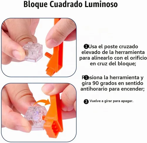 Vista 6 de Bloque de luz LED, bloques de ladrillos de construcción iluminados, kit de 44 luces LED, juego de accesorios de ladrillo de 2 x 2 y 2 x 3, juguetes