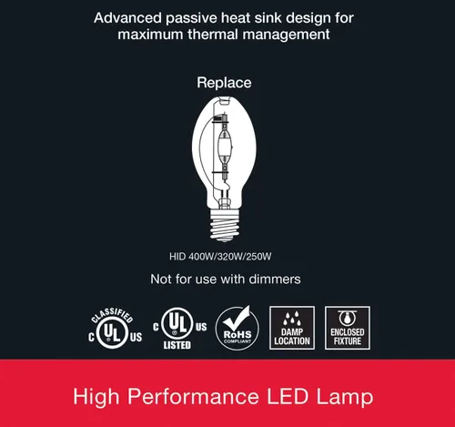 Vista 3 de Satco S23144/04 Hi-Pro - Lámpara LED de mazorca de maíz seleccionable con temperatura de color y potencia de color, repuesto HID, base EX39