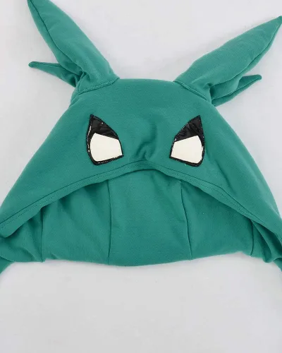 Vista 6 de miccostumes Ropa deportiva de lucha para mujer, diseño de anime héroe, con sombrero de felpa, orejas móviles, cubre piernas, accesorio para el cuello