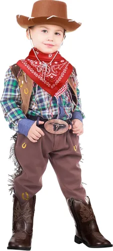 Vista 5 de Cowboy Accessory Set, Include Toddler Boys Cowboy Boots, Kids Felt Cowboy Hat with Bandanna, Kids