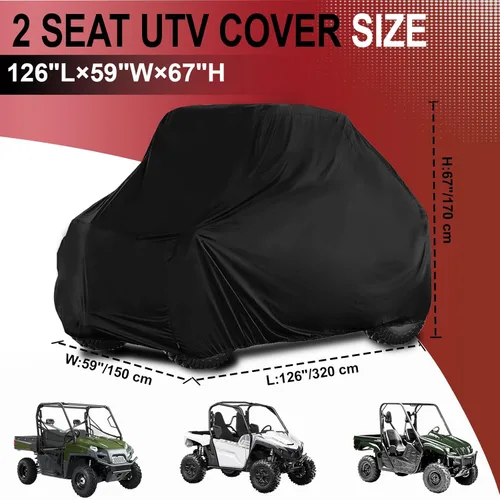 Vista 3 de Cubierta UTV de 2 plazas impermeable para todo tipo de clima, compatible con Yamaha Wolverine x2 850 1000 Rhino 450 660 700 YXZ1000R Ranger 500 570