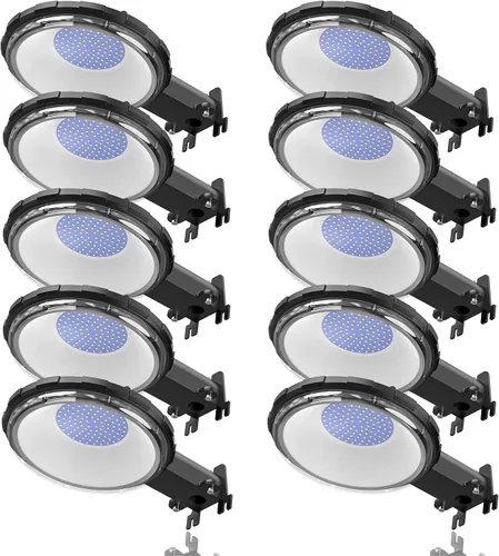 Vista 10 de Viugreum Paquete de 2 luces LED de granero de 100 W, 12000 lm, iluminación exterior del anochecer al amanecer, luz de jardín IP65 impermeable 5000 K