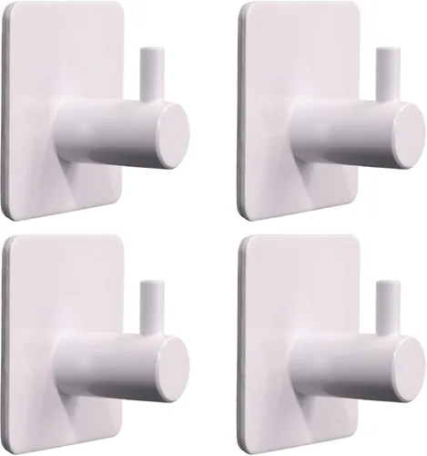 Vista 10 de Ganchos adhesivos negros, paquete de 4 ganchos de pared resistentes, ganchos adhesivos impermeables para colgar toallas, llaves, abrigos, sombreros