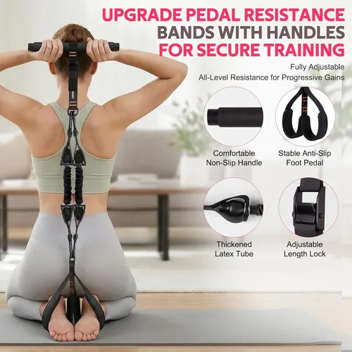 Vista 4 de WALITO 15 PCS Pilates Kit, Adjustable Pedal Resistance Band with Handle, Figure 8 Resistance Band for Exercise Women, At Home Workout Equipment Set
