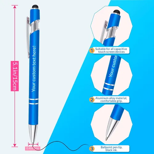 Vista 2 de Bolígrafos personalizados, bolígrafo grabador de negocios personalizados, bolígrafos personalizados con nombre, lápices capacitivos para pantallas