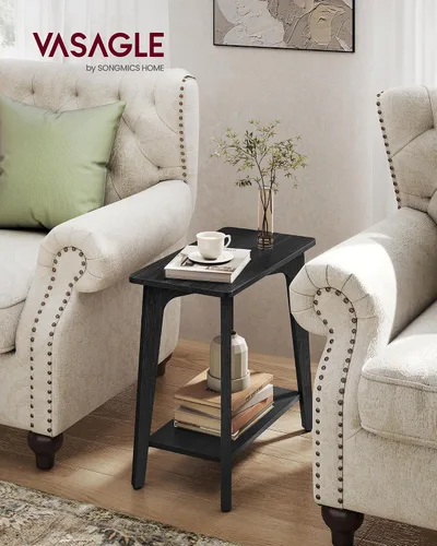 Vista 2 de VASAGLE Colección MAEZO - Mesa auxiliar, Mesa auxiliar rectangular pequeña de 2 niveles, 11.8 x 18.9 x 21.8 pulgadas, Mesita de noche con patas