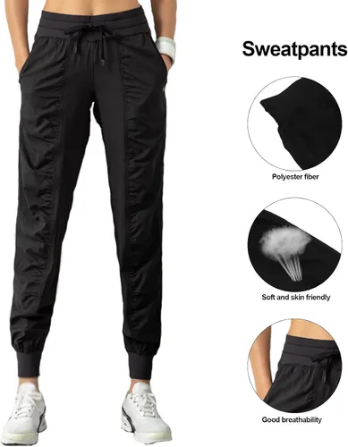 Vista 5 de Betued Pantalones de correr Joggers Pant Com, Pantalones deportivos fortable Transpirable Casual Cordón Mujeres Poliéster Fitness Baggy Trendy